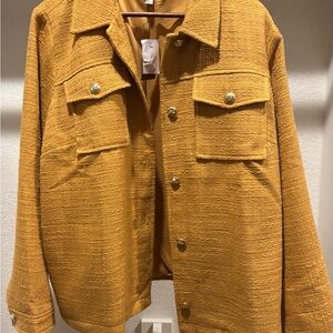 J. Jill Mustard Tweed Button-Front Jacket NWT